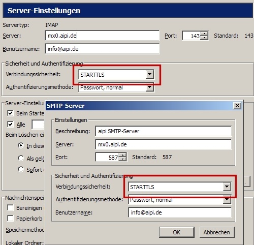 STARTTLS in Thunderbird